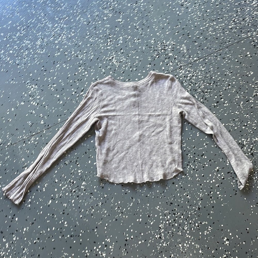wild fable Long Sleeve Grey Pointelle Blouse - Picture 5 of 6